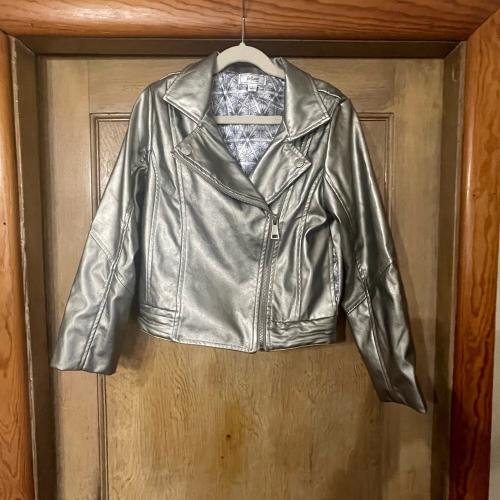 kids Size 8 Faux Leather Silver Jacket